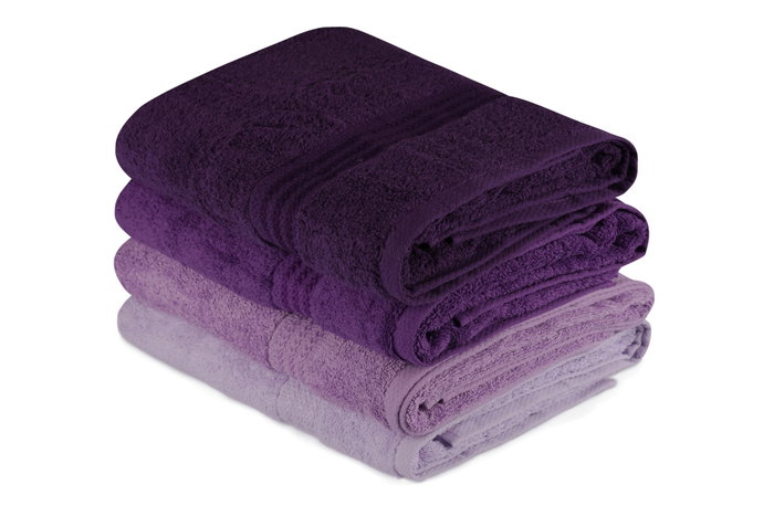 Aucune Juego de 4 toallas de baño - 70 x 140 cm - Morado